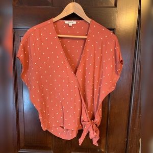 COPY - Madewell Polka Dot Crossover Tie Top